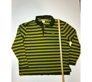 LACOSTE Men's Size 9 Horizontal Stripe Polo Green 100% Cotton